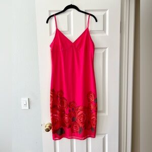 NWOT Express Vintage Y2K Pink Floral Slip Dress coquette soft girl 13/14